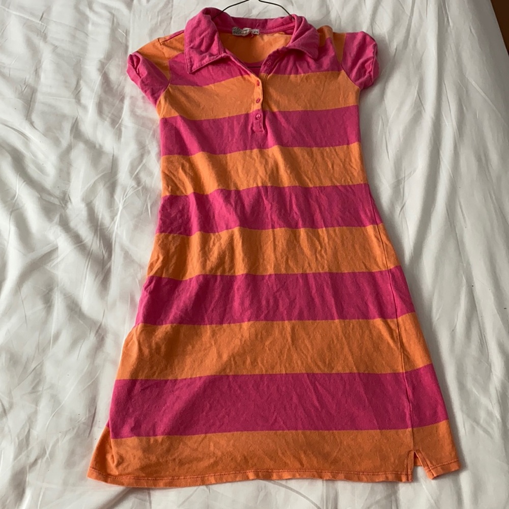 Orange and pink striped dress